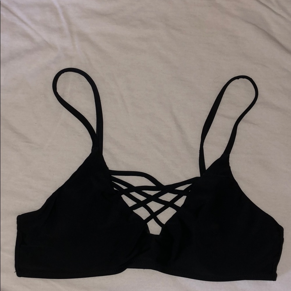 Lining across chest Black swimsuit